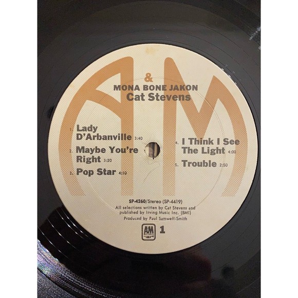 Cat Stevens Mona Bone Jakon 1970 LP A&M Records SP4260 VG+ - Picture 7 of 9